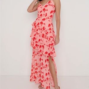 Hettie Asymmetric Ruffle Maxi Dress - Pretty Lavish